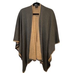 Lord & Taylor Grey and Tan Open Front Shawl Wrap
